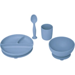 Atmosphera Siliconen Servies Set 4 St. Grijs-blauw
