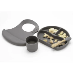 BabyJem Eetset Siliconen, Grijs -Kleintje Luxe babyjem eetset siliconen grijs a375325 2
