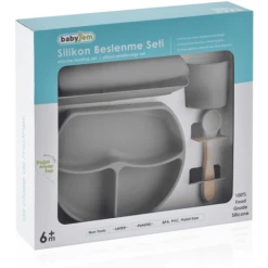BabyJem Eetset Siliconen, Grijs -Kleintje Luxe babyjem eetset siliconen grijs a375325 4