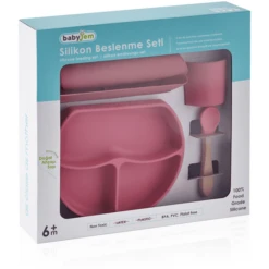 BabyJem Eetset Siliconen, Roze -Kleintje Luxe babyjem eetset siliconen roze a375330 3