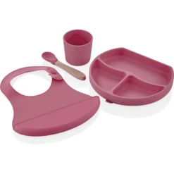 BabyJem Eetset Siliconen, Roze -Kleintje Luxe babyjem eetset siliconen roze a375330 4