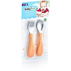 BabyJem RVS Vork En Lepel Oranje -Kleintje Luxe babyjem rvs vork en lepel oranje a282440 2