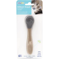 BabyJem Siliconenlepel Met Houten Handvat, Grijs -Kleintje Luxe babyjem siliconenlepel met houten handvat grijs a375310 4