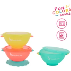 Badabulle Kleurrijke Papkommen Met Deksel En Zuignap -Kleintje Luxe badabulle kleurrijke papkommen met deksel en zuignap a318425 3