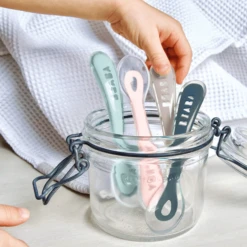 BEABA Baby Lepel Set Van 4 Siliconen 2e Leeftijd Drizzle -Kleintje Luxe beaba baby lepel set van 4 siliconen 2e leeftijd drizzle a302102 3