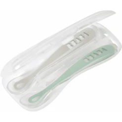 BEABA ® Babylepel Set Van 2 Siliconen 1e Leeftijd, Velvet Grijs/sage Groen -Kleintje Luxe beaba babylepel set van 2 siliconen 1e leeftijd velvet grijs sage groen a393170 2