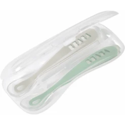 BEABA ® Babylepel Set Van 2 Siliconen 2e Leeftijd, Velvet Grijs/sage Groen -Kleintje Luxe beaba babylepel set van 2 siliconen 2e leeftijd velvet grijs sage groen a393167 2