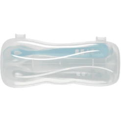 BEABA Set Van 2 Siliconen Babylepels Met Opbergdoosje 1e Leeftijd Blauw/grijs -Kleintje Luxe beaba set van 2 siliconen babylepels met opbergdoosje 1e leeftijd blauw grijs a303125 2