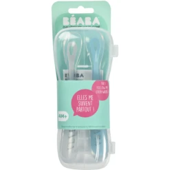 BEABA Set Van 2 Siliconen Babylepels Met Opbergdoosje 1e Leeftijd Blauw/grijs -Kleintje Luxe beaba set van 2 siliconen babylepels met opbergdoosje 1e leeftijd blauw grijs a303125 4