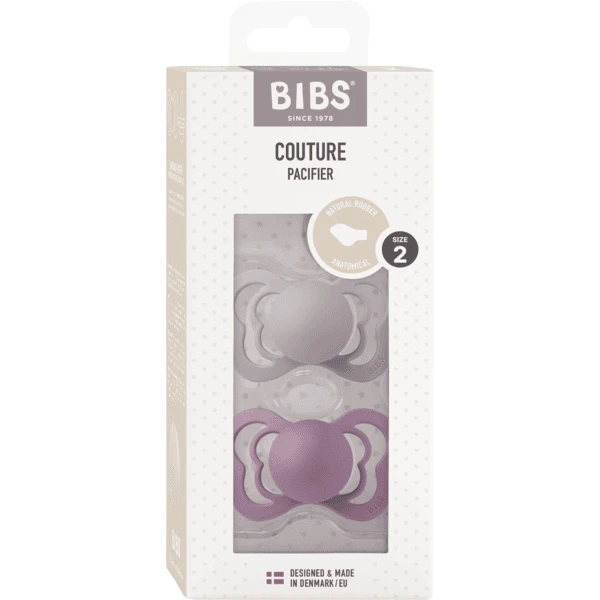BIBS® Fopspeen Couture Fossil Grey & Mauve Latex 6-18 Maanden, 2 Stuks. 3 BIBS® Fopspeen Couture Fossil Grey & Mauve Latex 6-18 Maanden, 2 Stuks. - Afbeelding 3