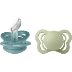 BIBS Fopspeen Couture Island Sea En Sage Silicone 0-6 Maanden, 2 Stuks.