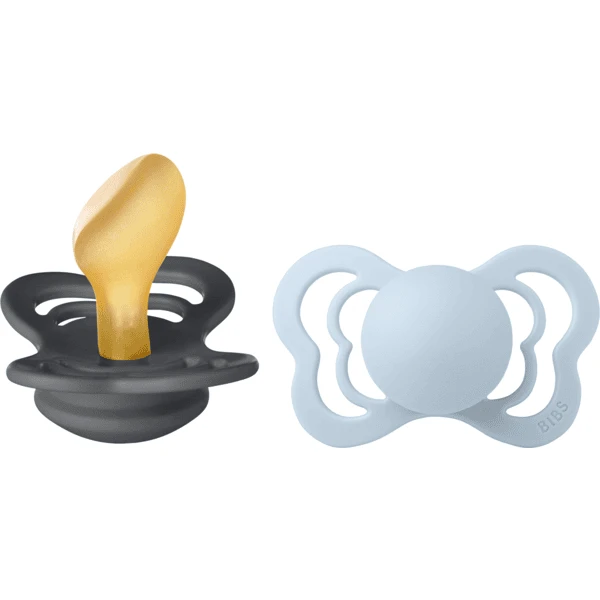 BIBS® Fopspeen Couture Strijk & Baby Blauw Latex 6-18 Maanden, 2 Stuks. 2 BIBS® Fopspeen Couture Strijk & Baby Blauw Latex 6-18 Maanden, 2 Stuks. - Afbeelding 2