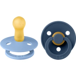 BIBS Fopspeen Hemelsblauw En Steel Blauw 6-18 Maanden, 2 Stuks.
