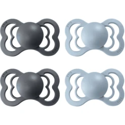 BIBS Fopspeen Supreme Baby Blauw / IJzer Latex 0-6 Maanden, 4 St.