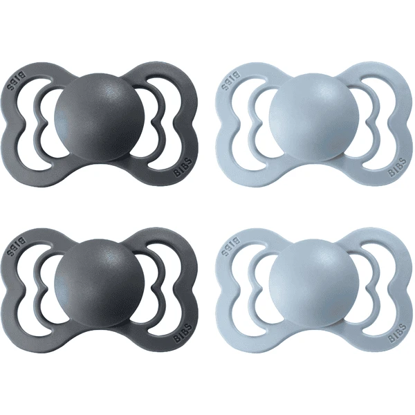 BIBS Fopspeen Supreme Baby Blauw / IJzer Latex 0-6 Maanden, 4 St. 1 BIBS Fopspeen Supreme Baby Blauw / IJzer Latex 0-6 Maanden, 4 St.