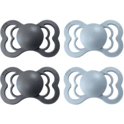 BIBS Fopspeen Supreme Baby Blauw / IJzer Latex 6-36 Maanden, 4 St.