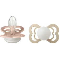 BIBS Fopspeen Supreme Blush En Vanilla Glow Silicone 6-36 Maanden, 2 Stuks.