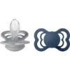 BIBS Fopspeen Supreme Cloud En Steel Blue Silicone 6-36 Maanden, 2 Stuks