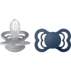 BIBS Fopspeen Supreme Cloud En Steel Blue Silicone 6-36 Maanden, 2 Stuks