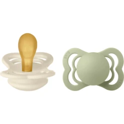 BIBS® Fopspeen Supreme Ivoor & Salie Latex 0-6 Maanden, 2 Stuks.