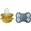 BIBS Fopspeen Supreme Mosterd/ Petrol Silicone 0-6 Maanden, 2 Stuks.