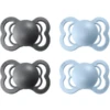 BIBS Fopspenen Supreme Baby Blauw / IJzer Siliconen 6-36 Maanden, 4st.