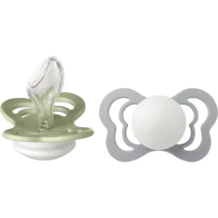 BIBS Nacht Fopspeen Couture Sage En Cloud Silicone 6-36 Maanden, 2 St.