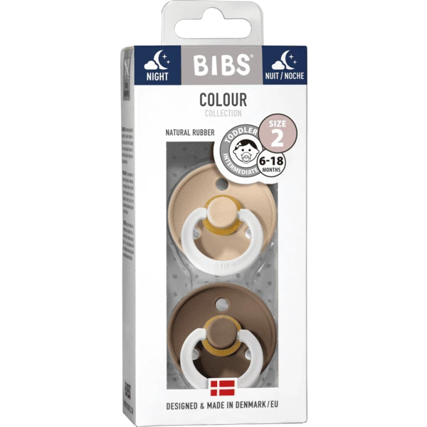 BIBS Soother Colour Donkere Eik / Vanille Night 6-18 Maanden, 2 St. 2 BIBS Soother Colour Donkere Eik / Vanille Night 6-18 Maanden, 2 St. - Afbeelding 2