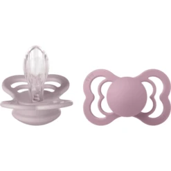 BIBS Soother Supreme Dusky Lilac / Heather Silicone 6-36 Maanden, 2 Stuks.