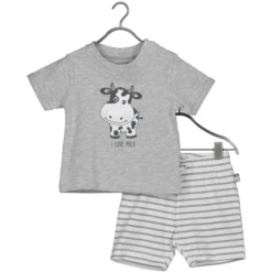 BLUE SEVEN Baby 2-delige Set Milk Shirt + Medium Shorts Grijs