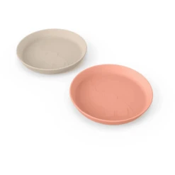 Done By Deer ™ Bord Kiddish 2-pack Elphee Sand /Coral -Kleintje Luxe done by deer bord kiddish 2 pack elphee sand coral a341387 2