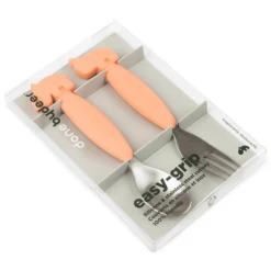 Done By Deer ™ Easy-grip Lepel En Vork Set, Hert Friends Koraal -Kleintje Luxe done by deer easy grip lepel en vork set hert friends koraal a373553 3