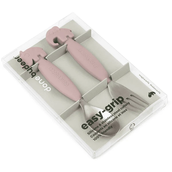 Done By Deer ™ Easy-grip Lepel En Vork Set, Hert Friends Roze 4 Done By Deer ™ Easy-grip Lepel En Vork Set, Hert Friends Roze - Afbeelding 4