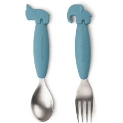 Done By Deer ™ Easy-grip Lepel En Vork Set, Herten Friends Blauw -Kleintje Luxe done by deer easy grip lepel en vork set herten friends blauw a373552 4