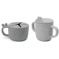 Done By Deer ™ Peekaboo Snack & Drink Beker Set Hert Friends Grijs -Kleintje Luxe done by deer peekaboo snack amp drink beker set hert friends grijs a341312 4