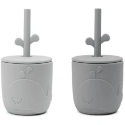 Done By Deer ™ Peekaboo Wally Strooien Mok Grijs 2-Pack