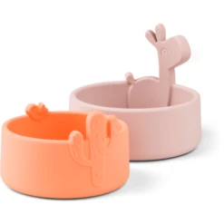Done By Deer ™ Silicone Bowl 2 Pack Lalee Pink / Coral -Kleintje Luxe done by deer silicone bowl 2 pack lalee pink coral a411445 2