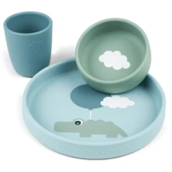 Done By Deer ™ Silicone Tafelgerei Set Happy Clouds Blauw -Kleintje Luxe done by deer silicone tafelgerei set happy clouds blauw a411210 4