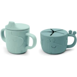 Done By Deer ™ Snack & Drink Beker Peekaboo Set Hert Friends Blauw