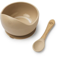 Elodie Siliconen Kom Met Lepel, Puur Khaki -Kleintje Luxe elodie siliconen kom met lepel puur khaki a372176 1