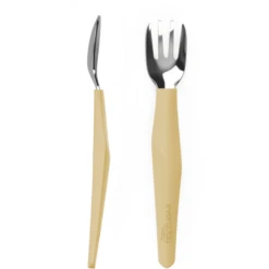 Everyday Baby Bestek Om Te Leren Eten, Roestvrij Staal Met Siliconen Handvat, 2-delig Zacht Yellow -Kleintje Luxe everyday baby bestek om te leren eten roestvrij staal met siliconen handvat 2 delig zacht yellow a344142 3