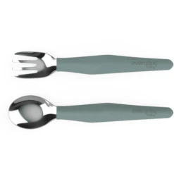 Everyday Baby Bestek Om Te Leren Eten, Roestvrij Staal Met Siliconen Handvat, 2 Stuks Harmony Green