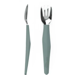 Everyday Baby Bestek Om Te Leren Eten, Roestvrij Staal Met Siliconen Handvat, 2 Stuks Harmony Green -Kleintje Luxe everyday baby bestek om te leren eten roestvrij staal met siliconen handvat 2 stuks harmony green a344144 3
