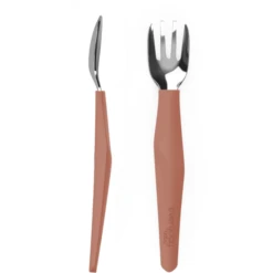 Everyday Baby Bestek Om Te Leren Eten, Roestvrij Staal Met Siliconen Handvat, 2 Stuks Nature Rood -Kleintje Luxe everyday baby bestek om te leren eten roestvrij staal met siliconen handvat 2 stuks nature rood a344136 3