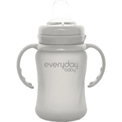 Everyday Baby Glazen Babyfles Heathy+ Sippy Cup, 150 Ml In Rustig Grijs -Kleintje Luxe everyday baby glazen babyfles heathy sippy cup 150 ml in rustig grijs a315058 3