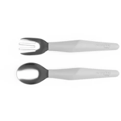 Everyday Baby Roestvrijstalen Bestek Met Siliconen Handvat, 2 St. In Rustig Grijs