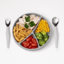 Everyday Baby Roestvrijstalen Bestek Met Siliconen Handvat, 2 St. In Rustig Grijs -Kleintje Luxe everyday baby roestvrijstalen bestek met siliconen handvat 2 st in rustig grijs a315118 4