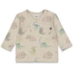 Feetje Shirt Met Lange Mouwen AOP Cool-A-Saurus Sand Melange