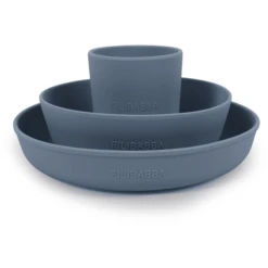 Filibabba Siliconen Servies Set, Powder Blauw