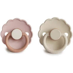 FRIGG Fopspeen Daisy Latex, Biscuit/ Cream 6-18 Maanden, 2 Stuks -Kleintje Luxe frigg fopspeen daisy latex biscuit cream 6 18 maanden 2 stuks a396119 2